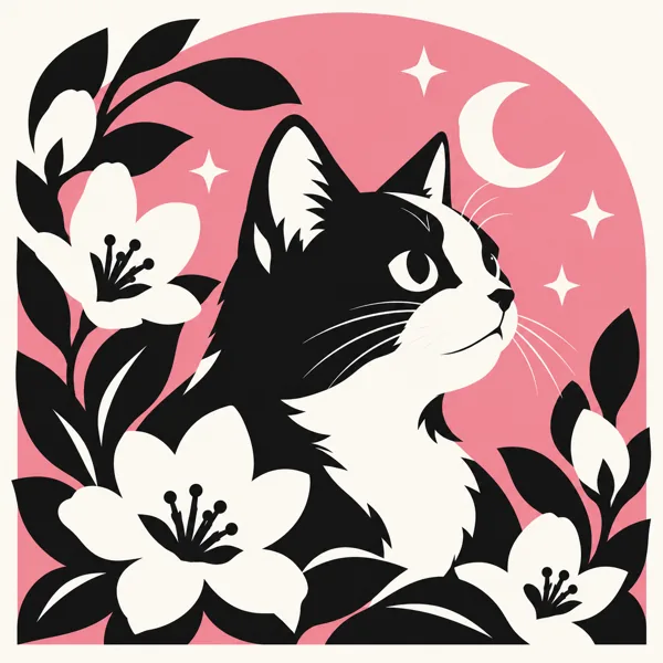 Black White Cat Moon design