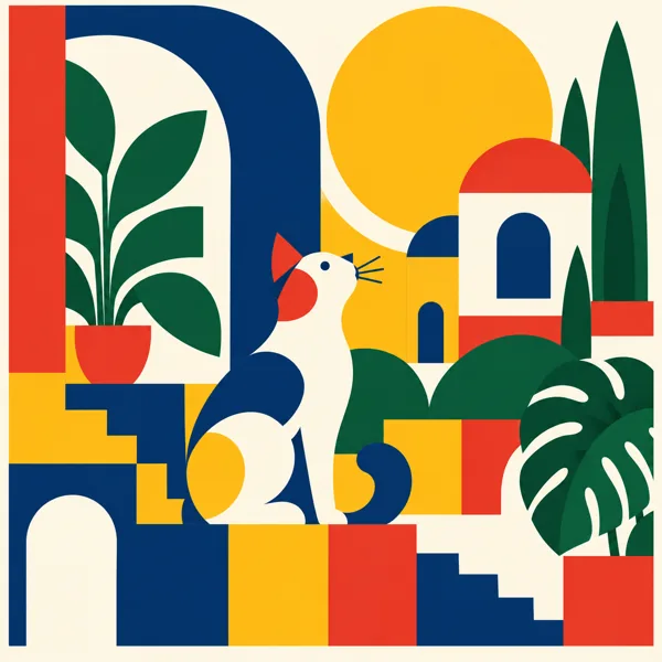 Geometric Cat Terrace design