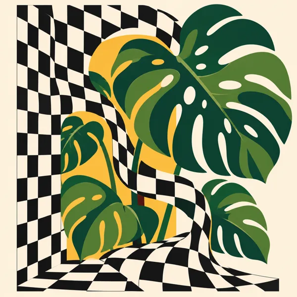 Checkered Monstera Leaves design