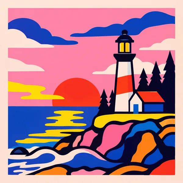 Coastal Lighthouse Sunset design