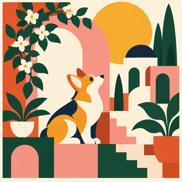 Corgi Geometric Garden design
