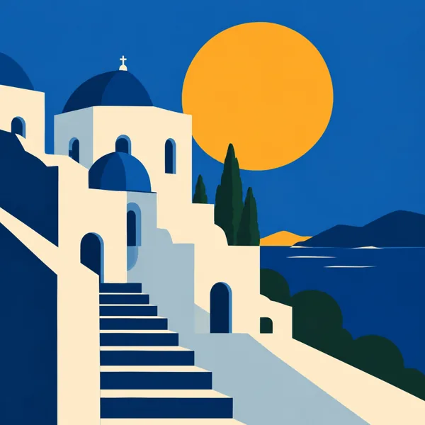 Greek Island Blue Domes design