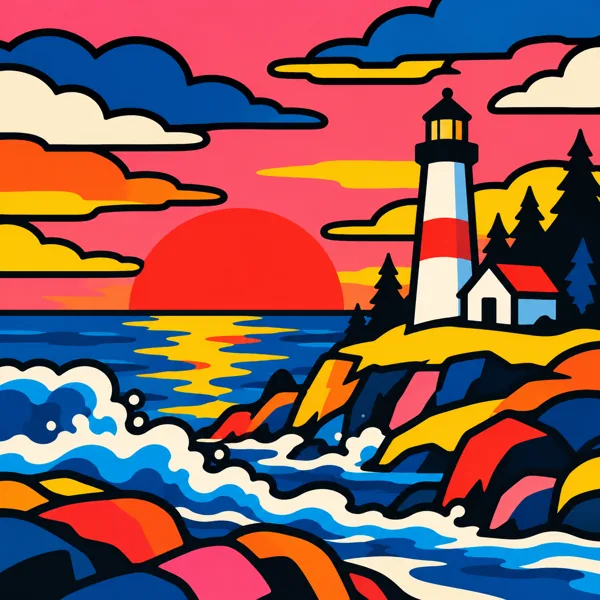 Lighthouse Crashing Waves design
