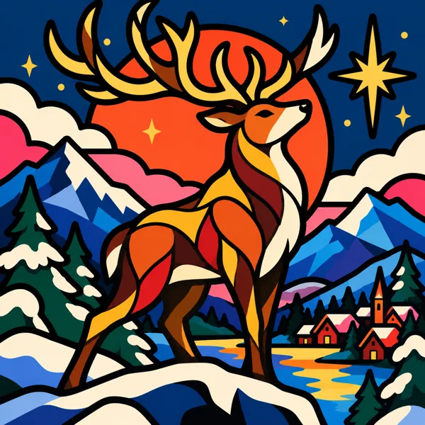 Mountain Deer Night design