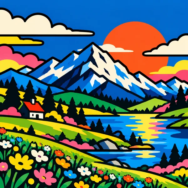 Mountain Lake Flower Meadow design