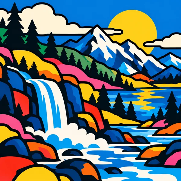 Mountain Waterfall Lake design