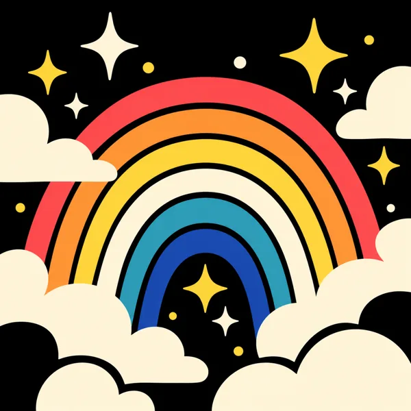 Night Rainbow Stars Clouds design