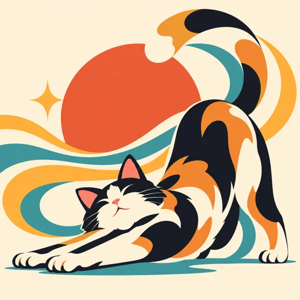 Stretching Calico Cat design