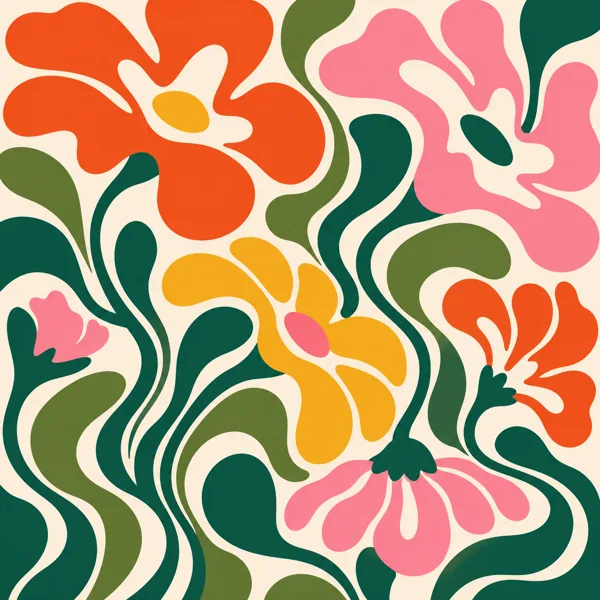 Wavy Abstract Flowers design