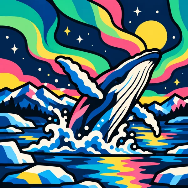 Whale Aurora Night Sky design