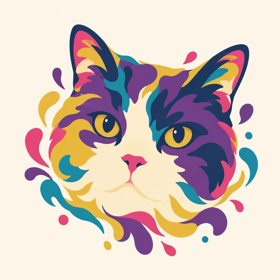 Blue and white British shorthair, color splash pet portrait