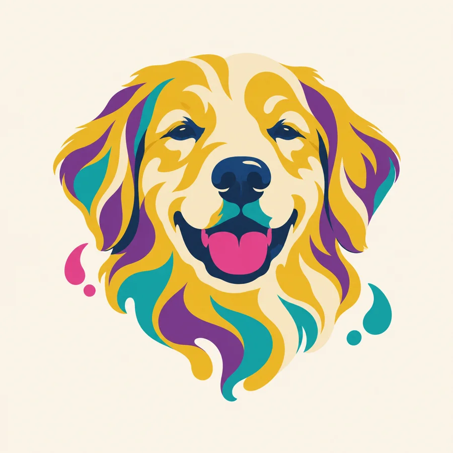 Golden retriever, color splash pet portrait