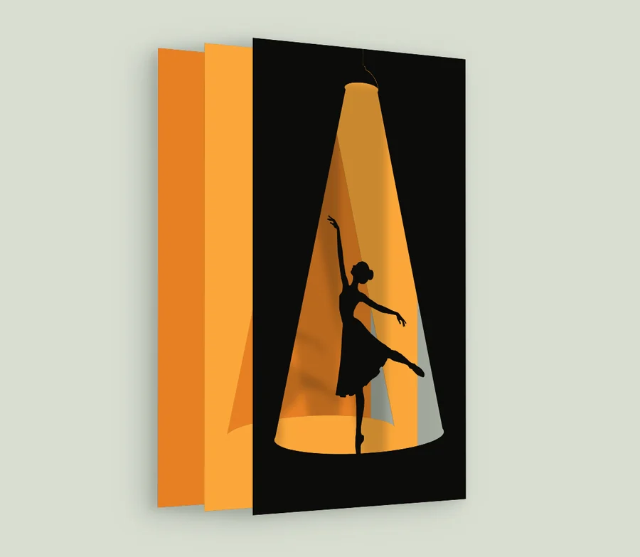 Exploded view of the 3 layers of the ballerina silhouette template