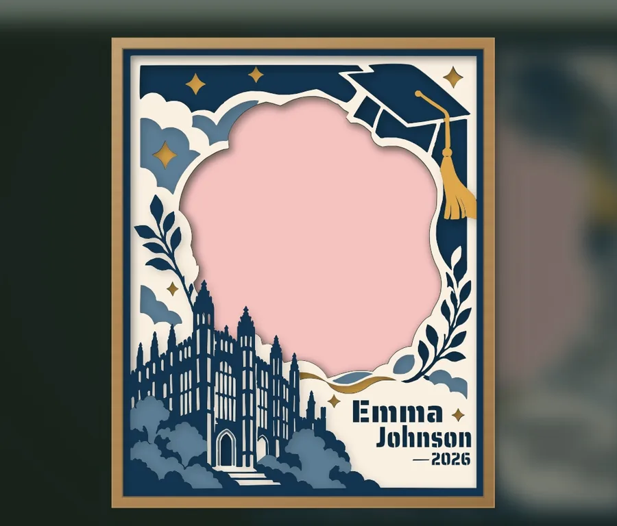 Finished graduation gift layered papercut frame