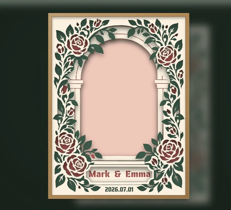 Finished wedding anniversary layered papercut frame